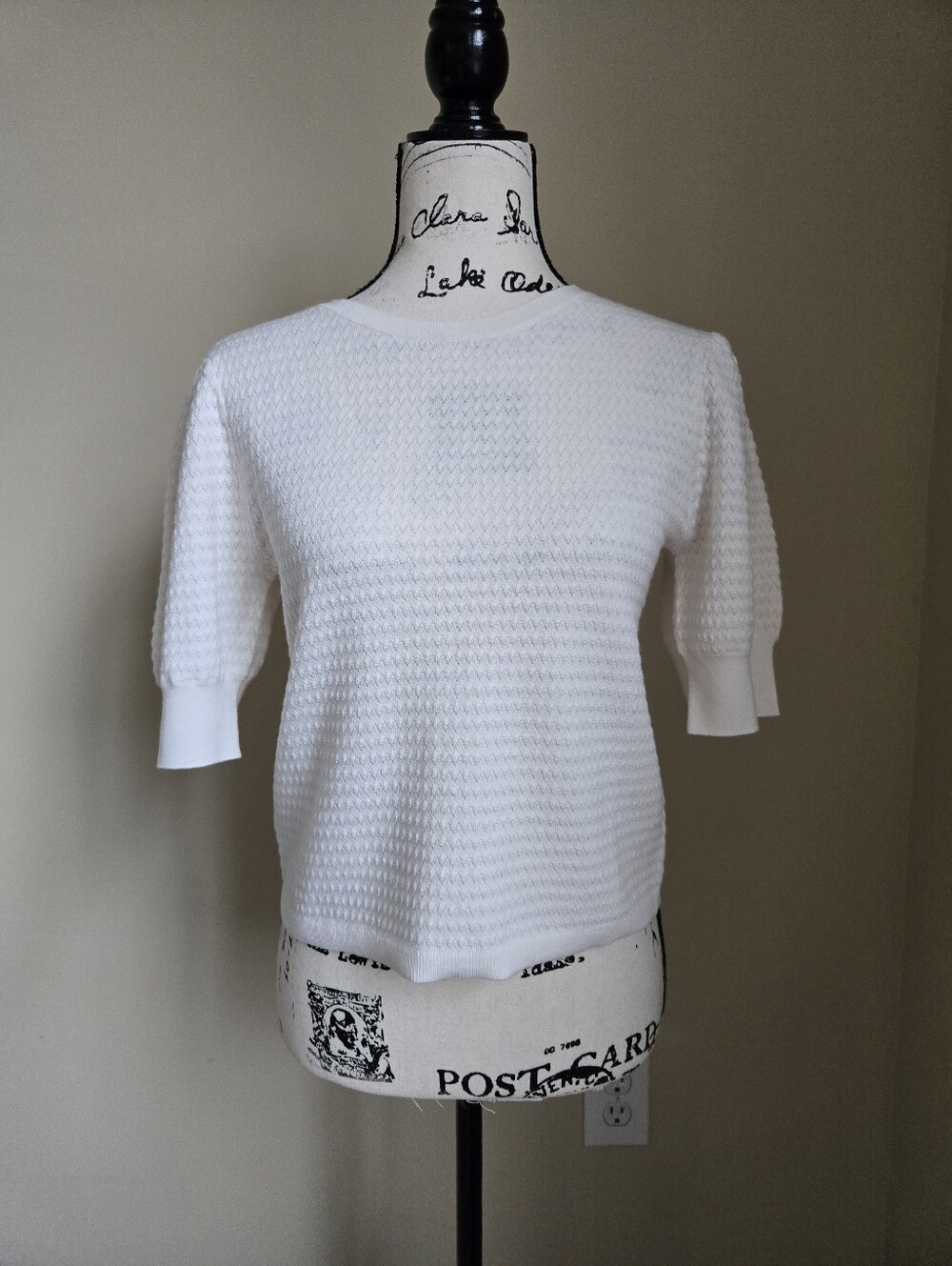 Madewell Knit Top Womens S Ivory Wool Silk Blend Short Sleeve